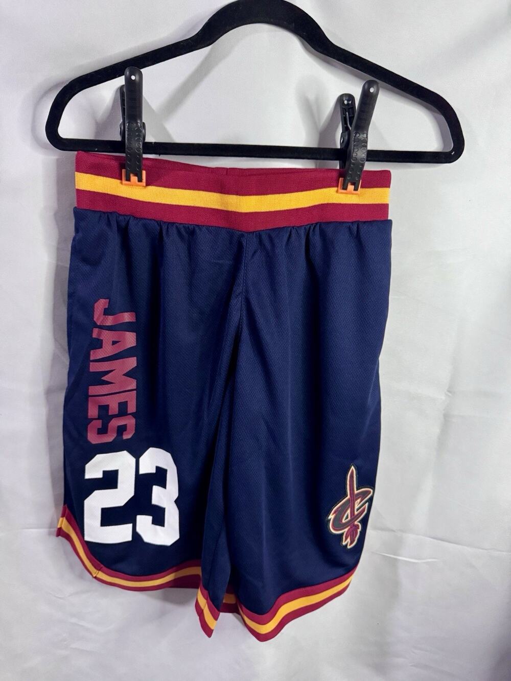 NBA Cleveland Cavaliers LeBron James 23 Basketball Shorts Navy Blue Mens Small